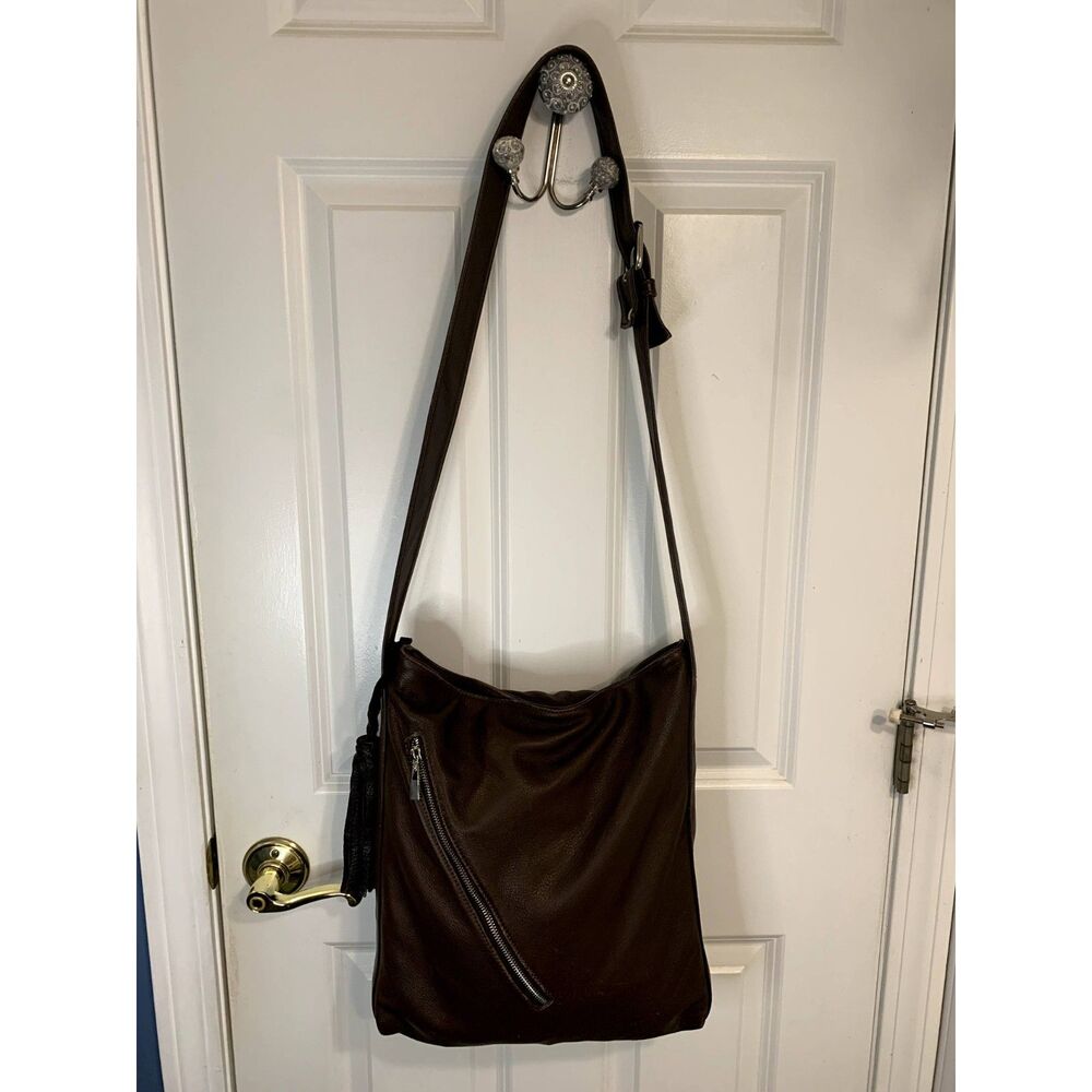 Vtg Village Tannery by Sevestet New York Chocolate Brown Leather Crossbody Bag - Picture 3 of 11